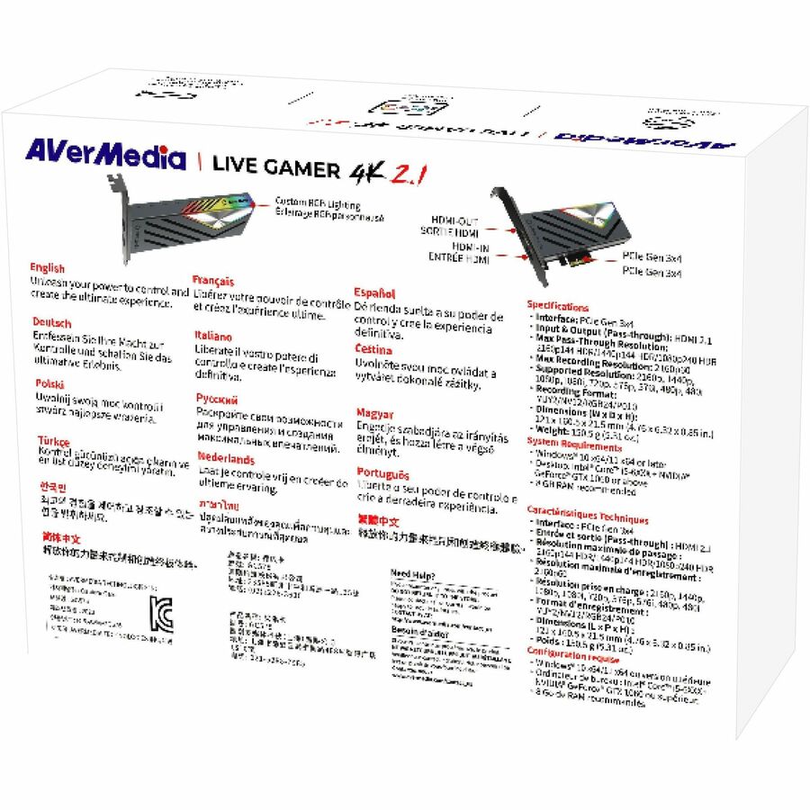 AVerMedia Live Gamer 4K 2.1, PCIe HDMI 2.1 Game Capture Card (GC575) — GC575