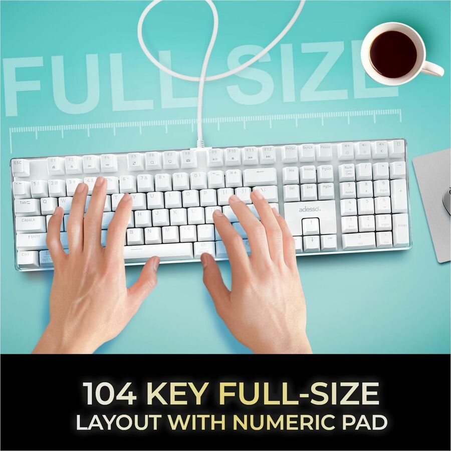 Adesso Multi-OS Illuminated Mechanical Keyboard With CoPilot AI Hotkey — AKB-680UW