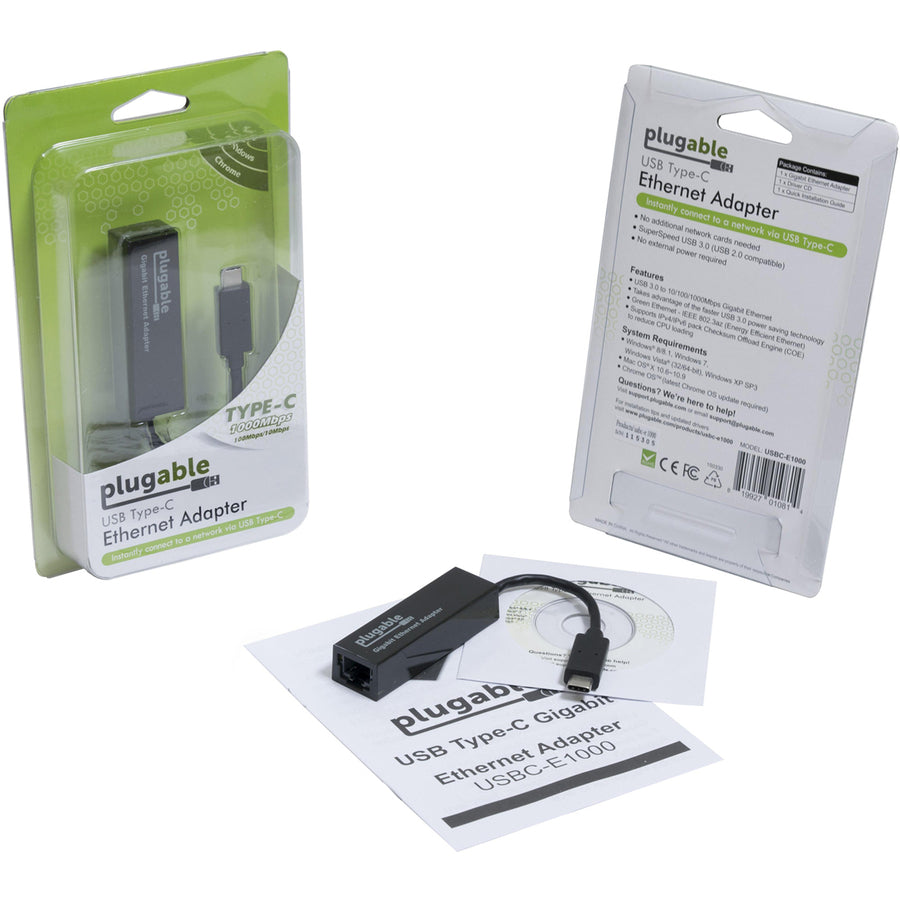 Plugable USB C Ethernet Adapter, Fast and Reliable Gigabit Connection — USBC-E1000