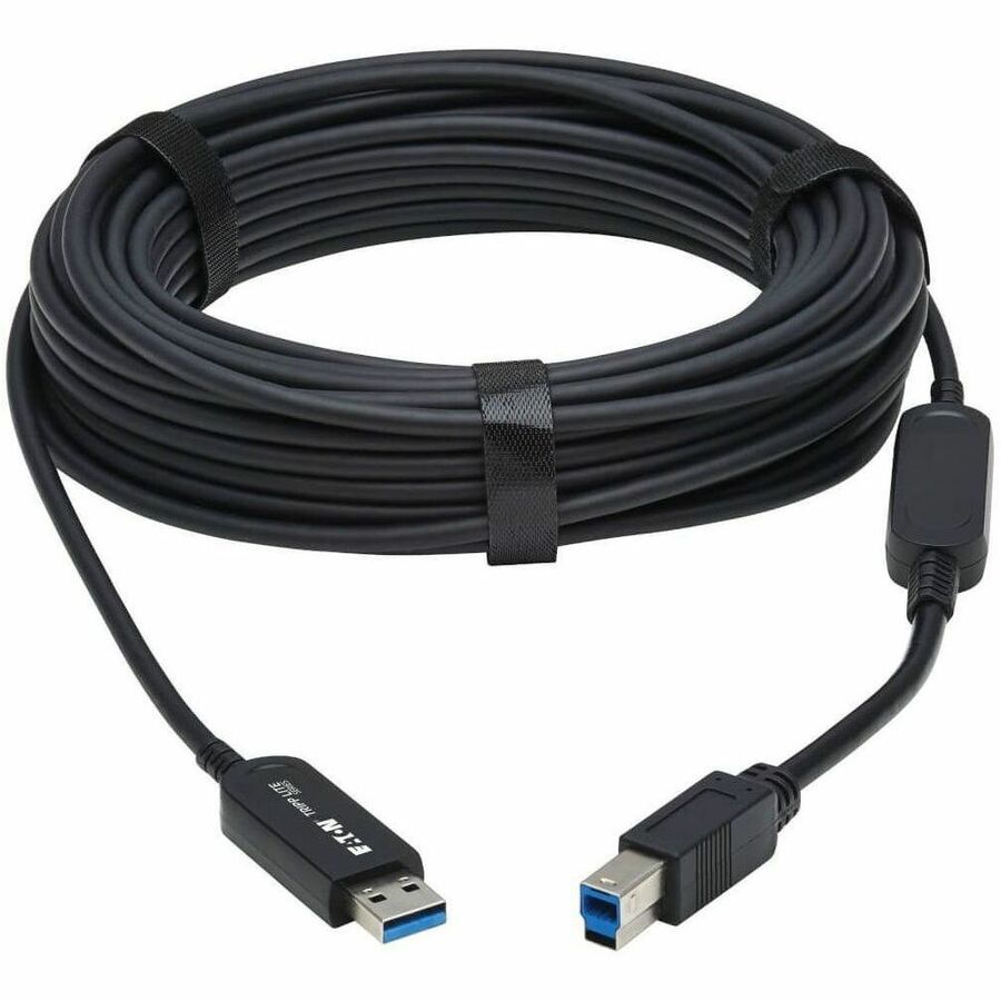 Eaton Tripp Lite Series USB 3.2 Gen 1 Plenum-Rated Fiber Active Optical Cable (AOC) - 5 Gbps, (A to B M/M), Black, 15 m — U328F-15M