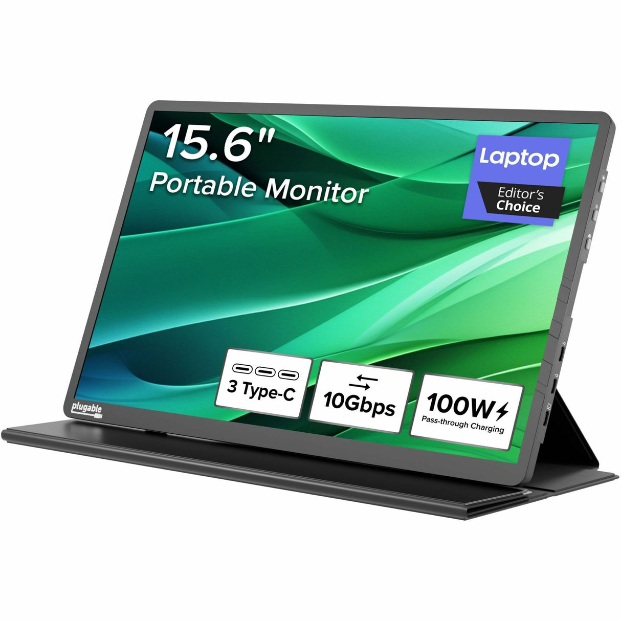 Plugable USB C Portable Monitor 15.6 Inch, 100W Pass-Through Charging for Your Laptop Smartphone Tablet — USBC-PDMON