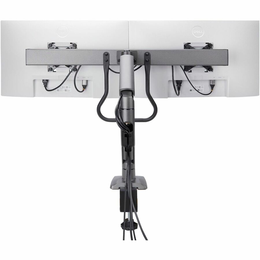 StarTech.com Desk Mount Dual Monitor Arm w/Crossbar, Up To 27" Display, VESA 75x75/100x100, Max 33lb/15kg, C-Clamp, Mechanical Spring, TAA — H2M1AS2-MONITOR-ARM