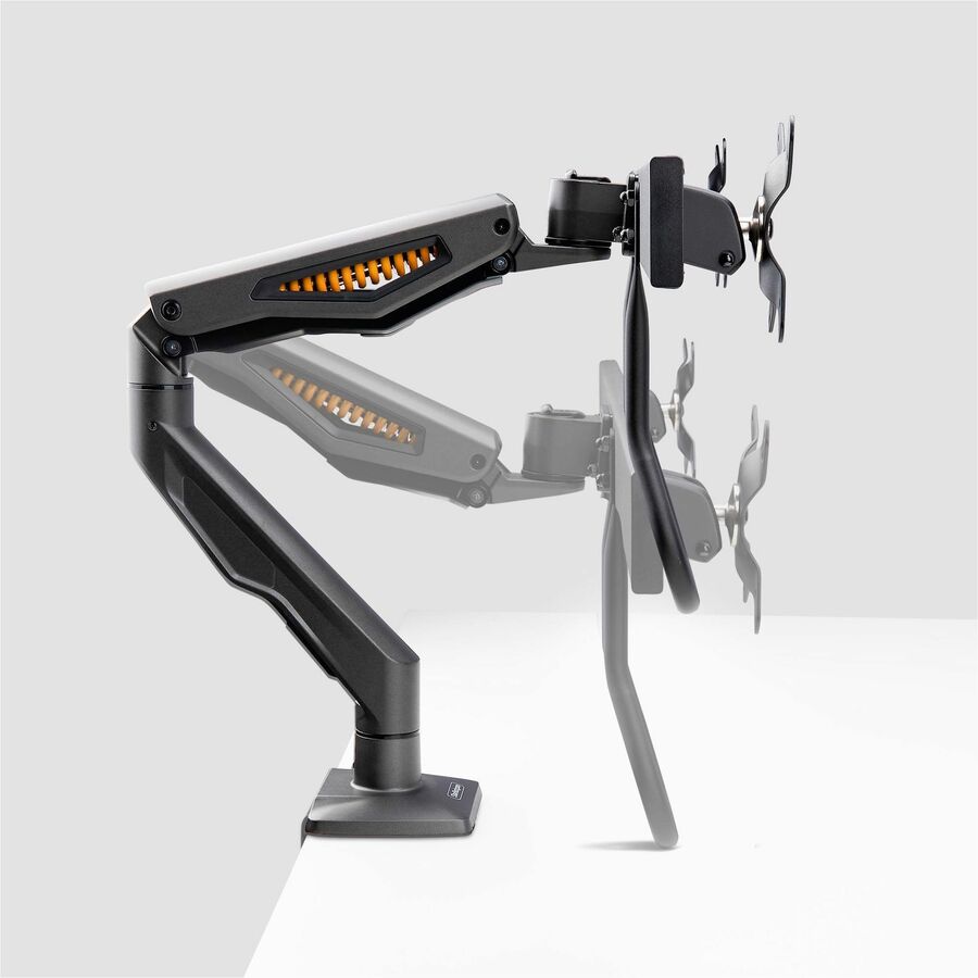 StarTech.com Desk Mount Dual Monitor Arm w/Crossbar, Up To 27" Display, VESA 75x75/100x100, Max 33lb/15kg, C-Clamp, Mechanical Spring, TAA — H2M1AS2-MONITOR-ARM
