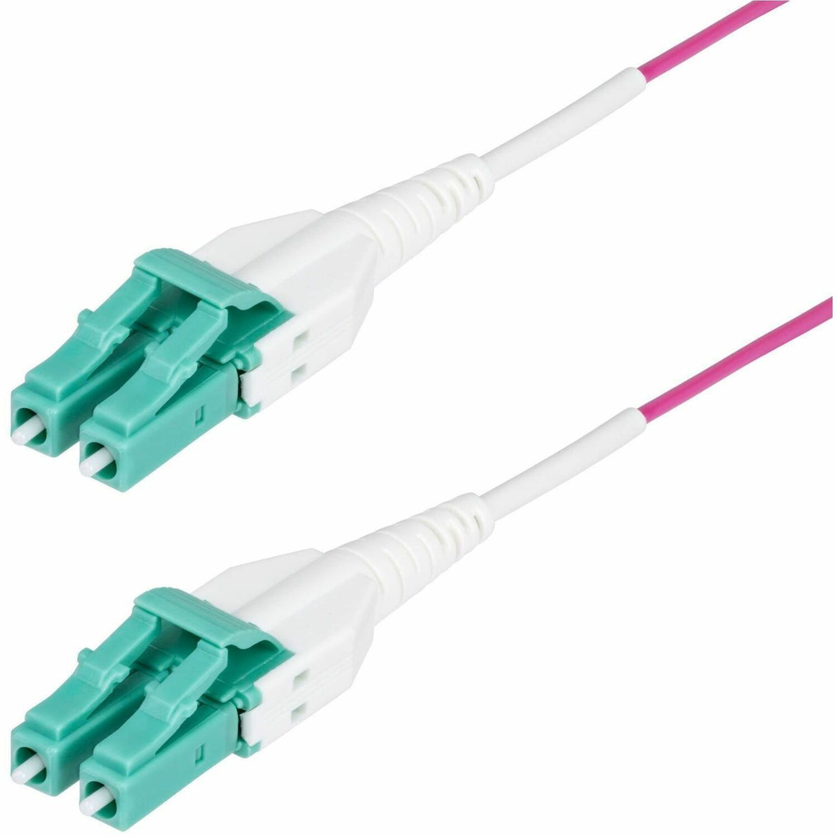 StarTech.com 50m (164ft) LC to LC (UPC) OM4 Multimode Fiber Optic Cable, Erika Violet, 50/125, 100G, Uniboot Fiber Jumper Cord, OFNR Riser — OM4RLCLC50M