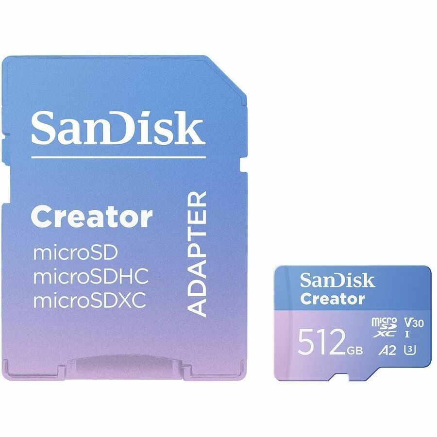 SanDisk Creator SDSQXAV-512G-GN6MS 512 GB Class 10/UHS-I (U3) V30 microSDXC - 1 — SDSQXAV-512G-GN6MA