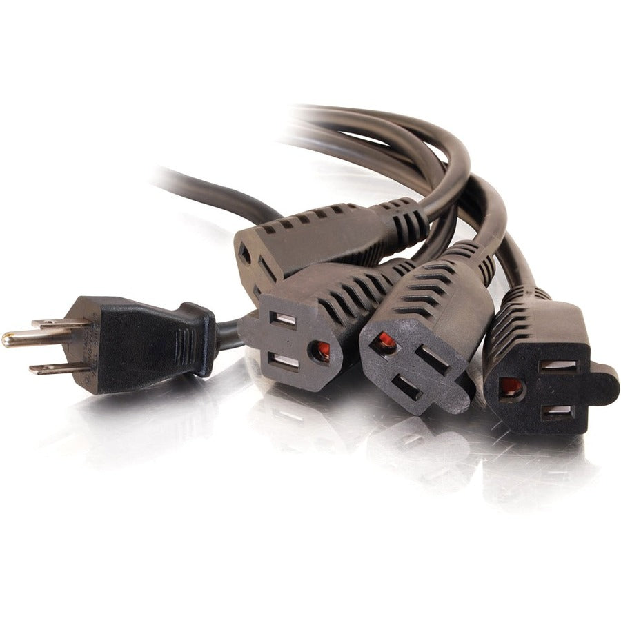C2G 6ft 16 AWG 1-to-4 Power Cord Splitter (1 NEMA 5-15P to 4 NEMA 5-15R) — 29808