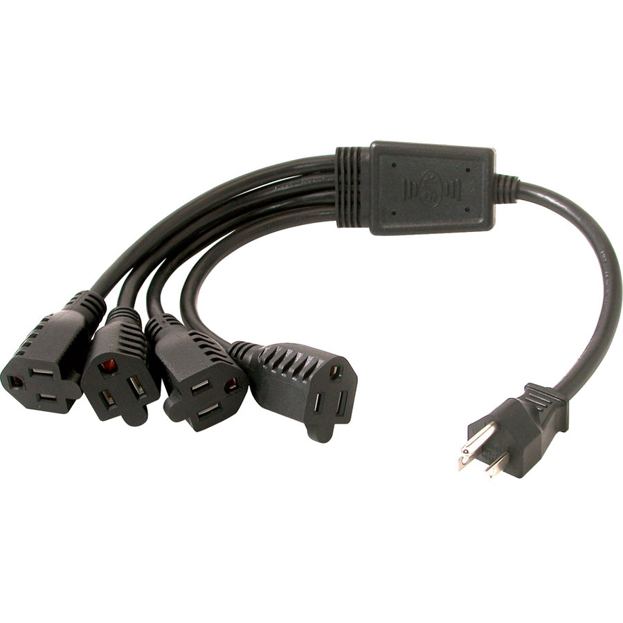 C2G 6ft 16 AWG 1-to-4 Power Cord Splitter (1 NEMA 5-15P to 4 NEMA 5-15R) — 29808