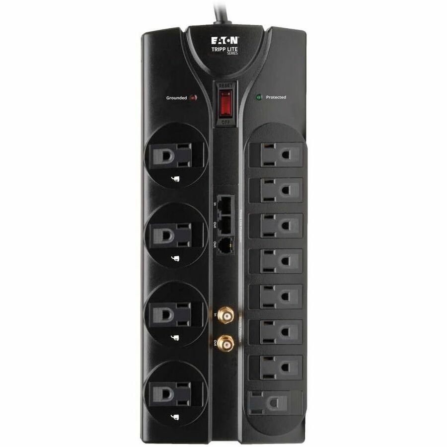 Eaton Tripp Lite Series Protect It! 12-Outlet Surge Protector, 8 ft. (2.43 m) Cord, 2880 Joules, Tel/Modem/Coaxial/Ethernet Protection — TLP1208SAT