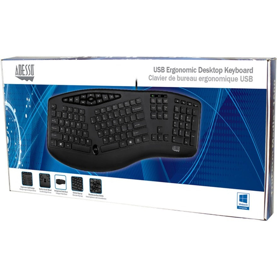 Adesso TruForm Ergonomic Desktop Keyboard — AKB-160UB