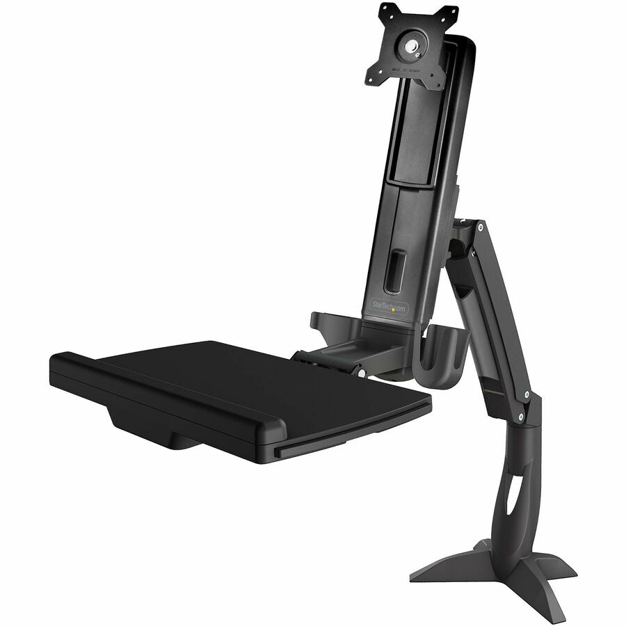 StarTech.com Sit Stand Monitor Arm - Desk Mount Sit-Stand Workstation up to 27inch VESA Display - Standing Desk Converter - Keyboard Tray — ARMSTSCP1