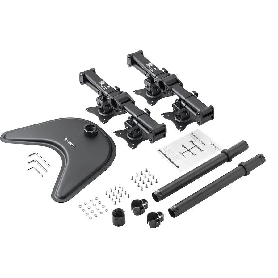 StarTech.com Quad Monitor Stand, Crossbar, Steel, Monitors up to 27" (17.6lb/8kg), VESA Monitor, Computer Monitor Stand, Monitor Arm — ARMBARQUAD