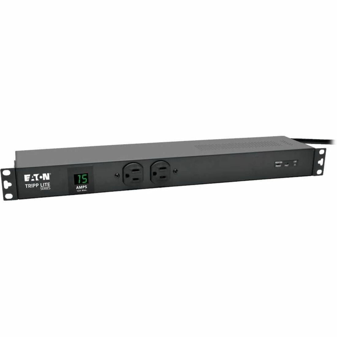 Eaton Tripp Lite Series 1.5kW Single-Phase Local Metered PDU + ISOBAR Surge Suppression, 3840 Joules, 100-127V Outlets (14 5-15R), 5-15P, 15 ft. (4.57 m) Cord, 1U Rack-Mount — PDUMH15-ISO