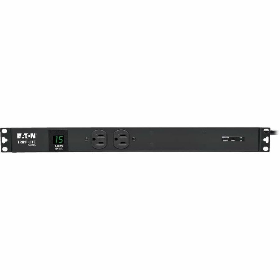 Eaton Tripp Lite Series 1.5kW Single-Phase Local Metered PDU + ISOBAR Surge Suppression, 3840 Joules, 100-127V Outlets (14 5-15R), 5-15P, 15 ft. (4.57 m) Cord, 1U Rack-Mount — PDUMH15-ISO