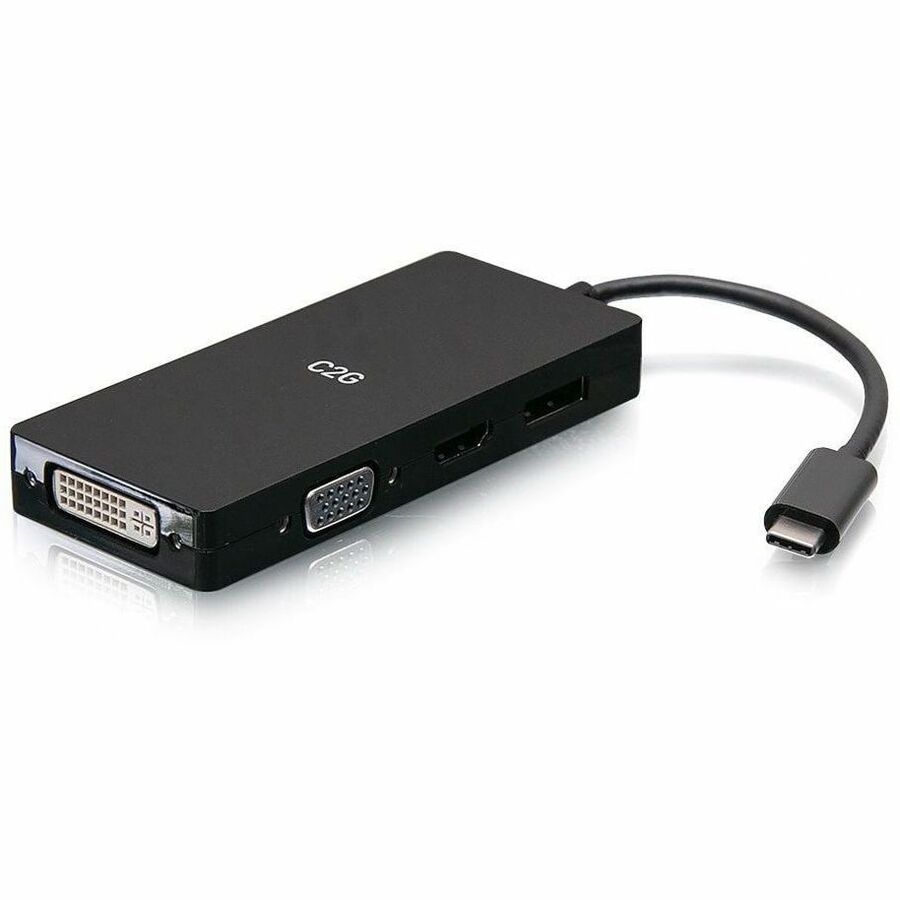 C2G USB-C® Multiport Adapter, 4-in-1 Video Adapter with HDMI®, DisplayPort™, DVI, and VGA - 4K 60Hz — C2G54454