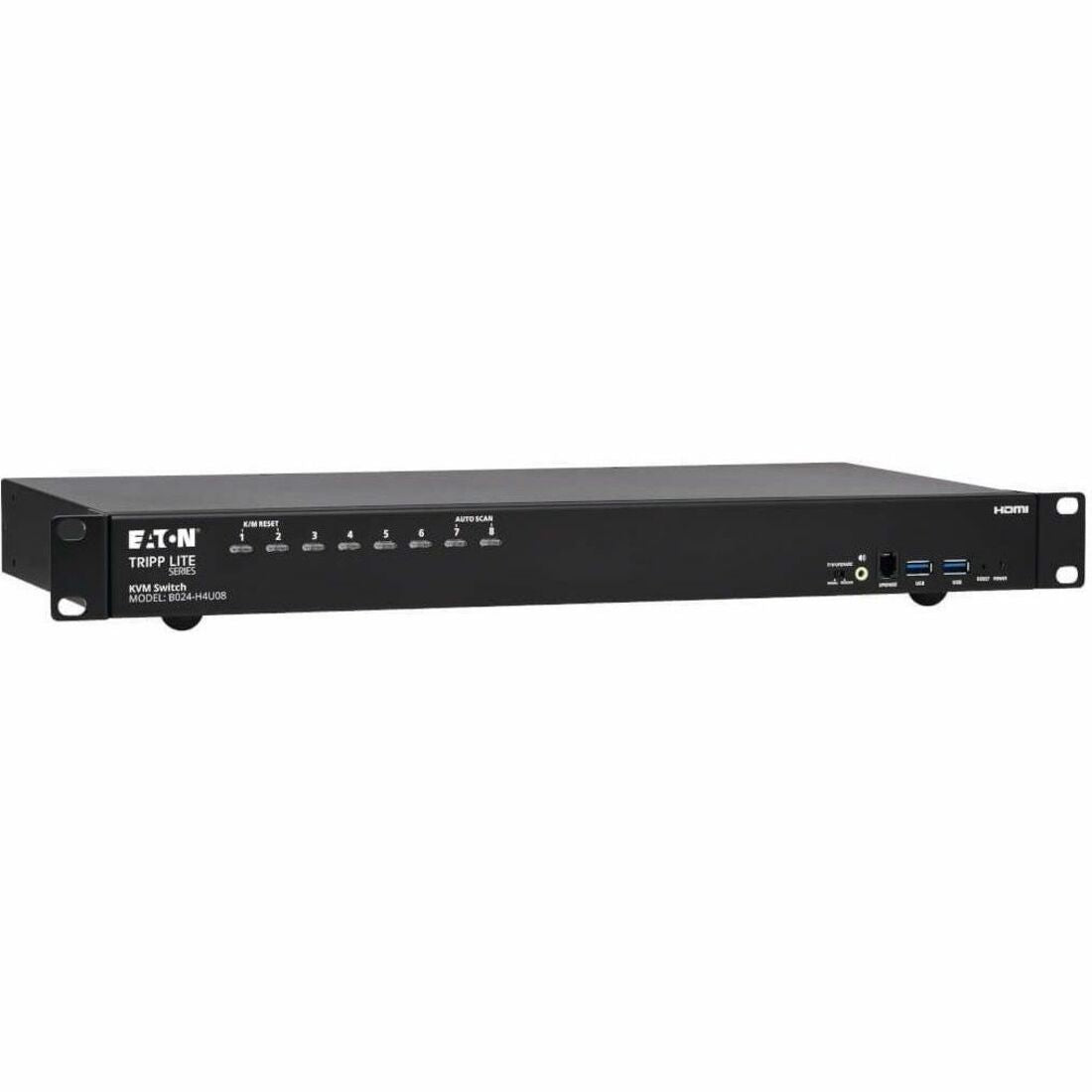 Eaton Tripp Lite Series 8-Port 4K HDMI/USB KVM Switch - 4K 60 Hz Video/Audio, USB Peripheral Sharing, 1U Rack-Mount, TAA — B024-H4U08