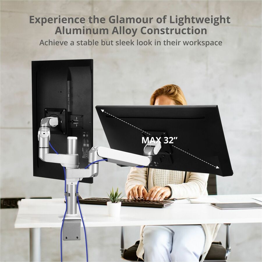 SIIG MTPRO Desk Mount Dual Monitor Arm - up to 32" Display, Max. Load 19.8 lbs, VESA 75/100mm, Mechanical Spring Design — CE-MT3W11-S1