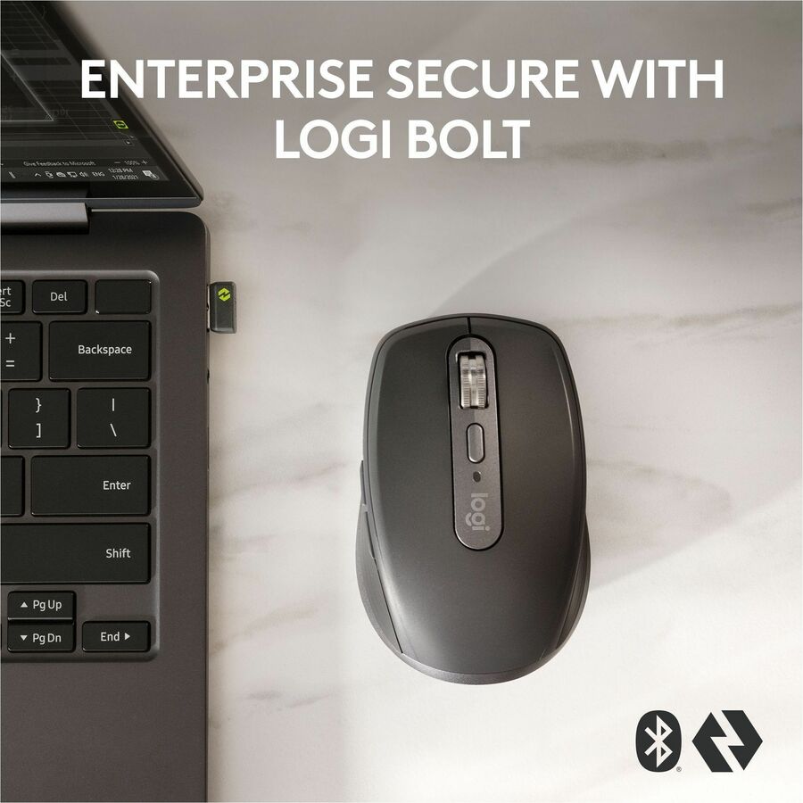 Logitech MX Anywhere 3S Wireless Mouse for Business - Bluetooth, Quiet Click, Secure Logi Bolt, Graphite — 910-006956