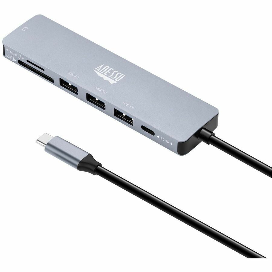 Adesso AUH-4025 7 in 1 Docking Station, Supports USB C to x1 4K HDMI, 3x USB-A 3.2, 1x PD, 1x Micro SD, 1x SD Card — AUH-4025