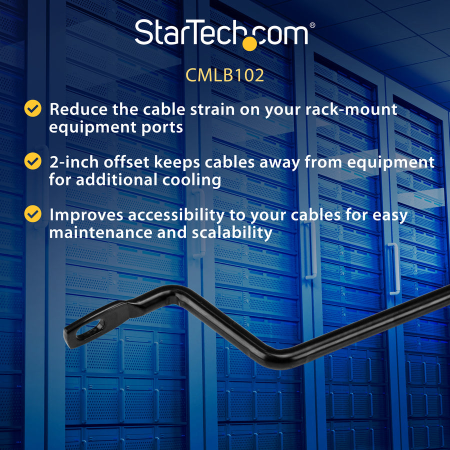 StarTech.com Horizontal Cable Lacing Bars with 2 in. Offset for Racks - Horizontal Cable Manager - 10 Pack — CMLB102