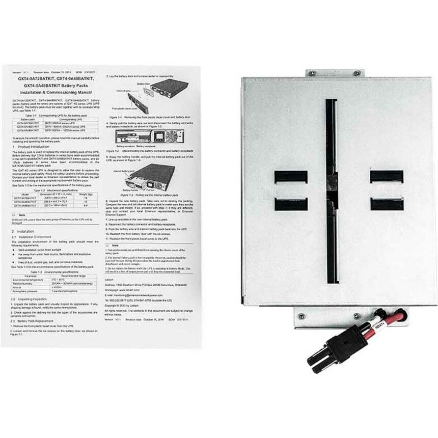 Vertiv Liebert GXT4-5A48BATKIT Hot-Swappable 5 Ah, 48V Lead-Acid Battery Kit for Vertiv Liebert GXT4-500RT120, GXT4-700RT120, GXT4-700RT230, GXT4-1000RT120 and GXT4-1000RT230 — GXT4-5A48BATKIT