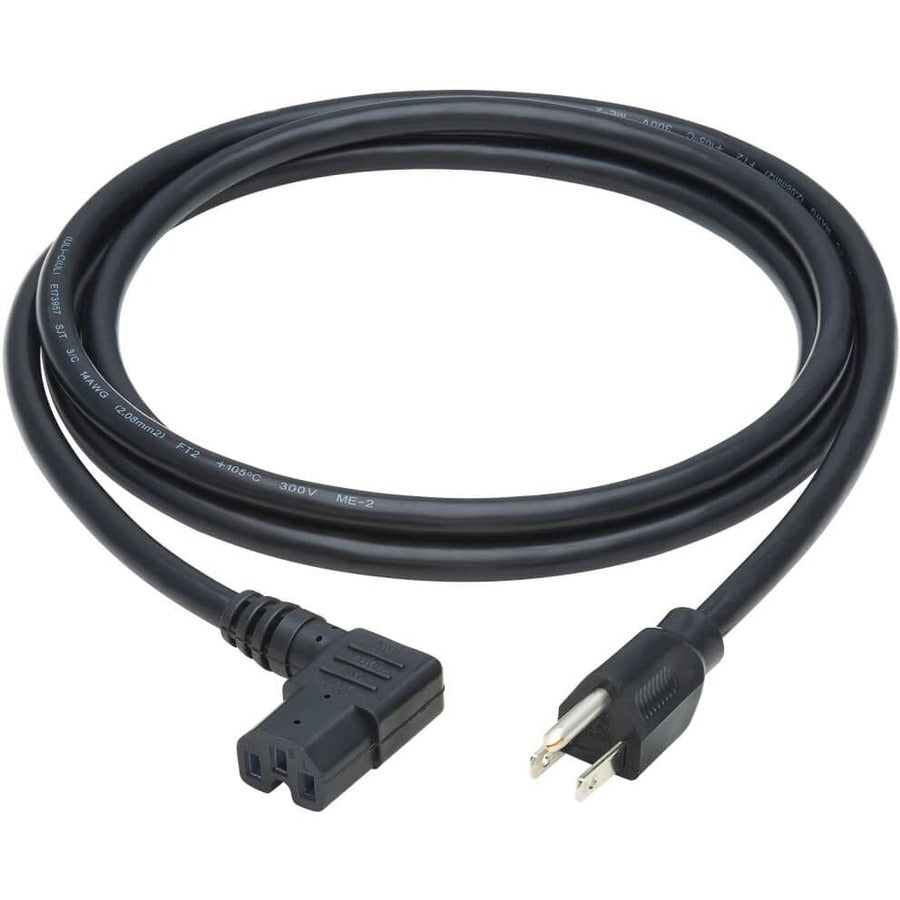 Eaton Tripp Lite Series Power Cord, NEMA 5-15P to Right-Angle C15 - Heavy-Duty, 15A, 125V, 14 AWG, 8 ft. (2.43 m), Black — P019-008-C15RA