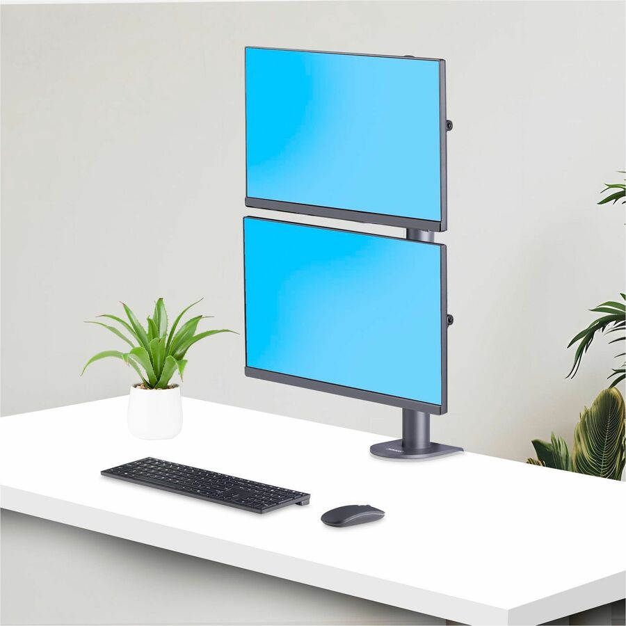 StarTech.com Desk Mount For 2x Vertically Stacked Monitors, Dual 49" , Total 70lb/32kg, C-Clamp, VESA, Widescreen 16:9/Ultrawide 32:9, TAA — H2MPV-MONITOR-MOUNT