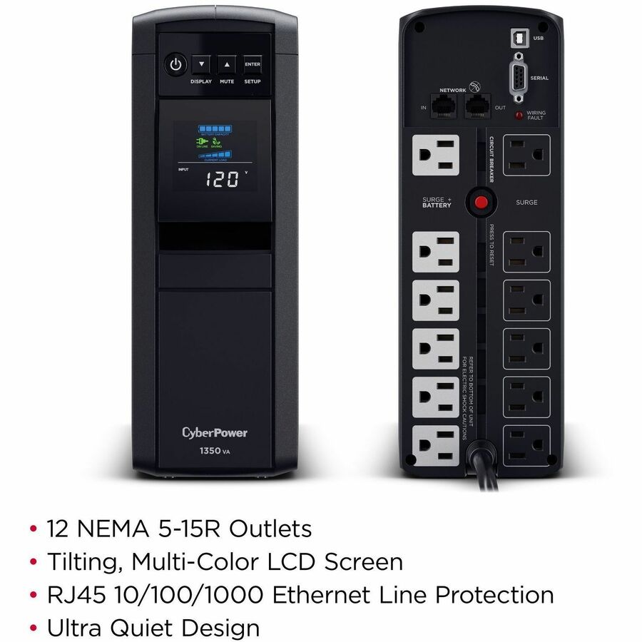 CyberPower CP1350PFCLCD PFC Sinewave UPS Systems — CP1350PFCLCD