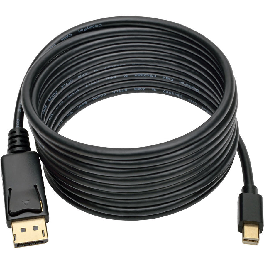 Eaton Tripp Lite Series Mini DisplayPort to DisplayPort Adapter Cable, 4K (M/M), DP Latching Connector, Black, 10 ft. (3.1 m) — P583-010-BK