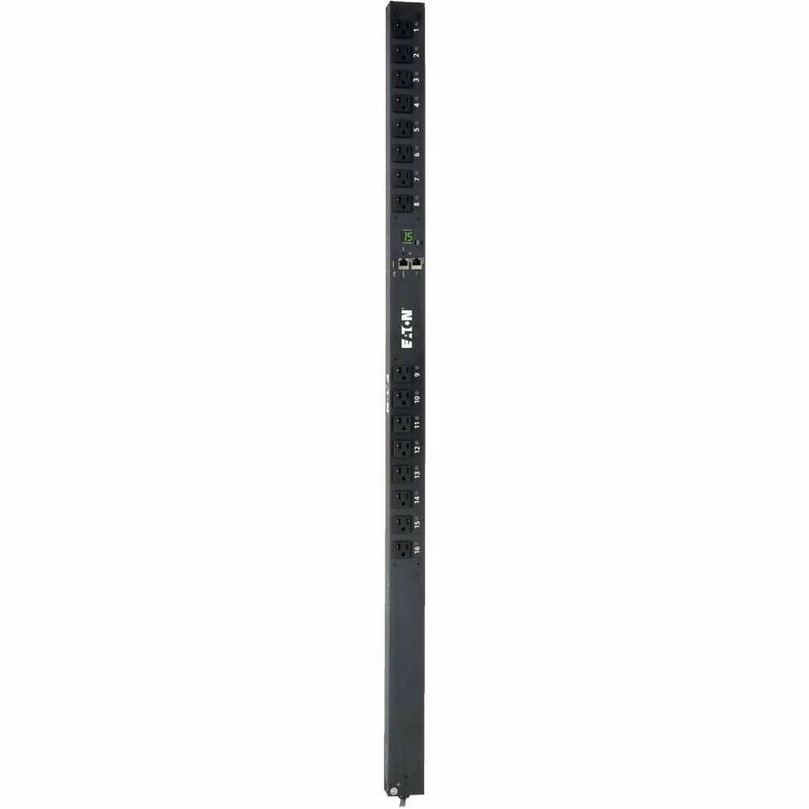 Eaton 1.4kW Single-Phase Switched PDU - LX Interface, 120V Outlets (16 5-15R), 10 ft. (3.05 m) Cord with 5-15P, 0U, TAA — PDUMV15NETLX