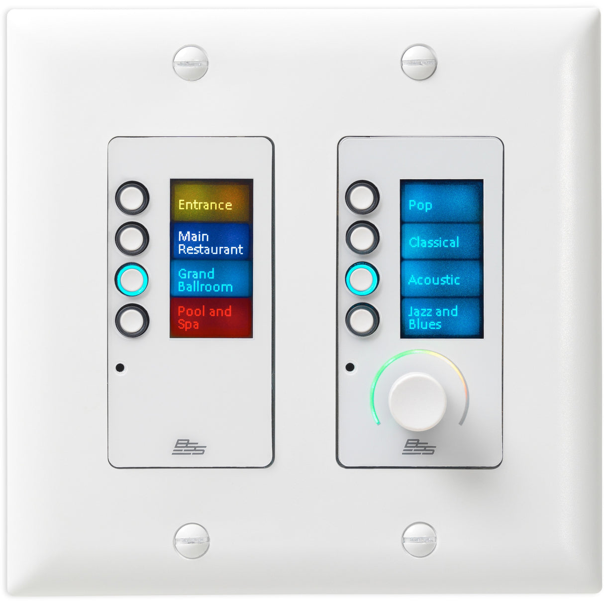 BSS Ethernet Controller with 8 Buttons and Volume Control — BSSEC8BV-WHT-M