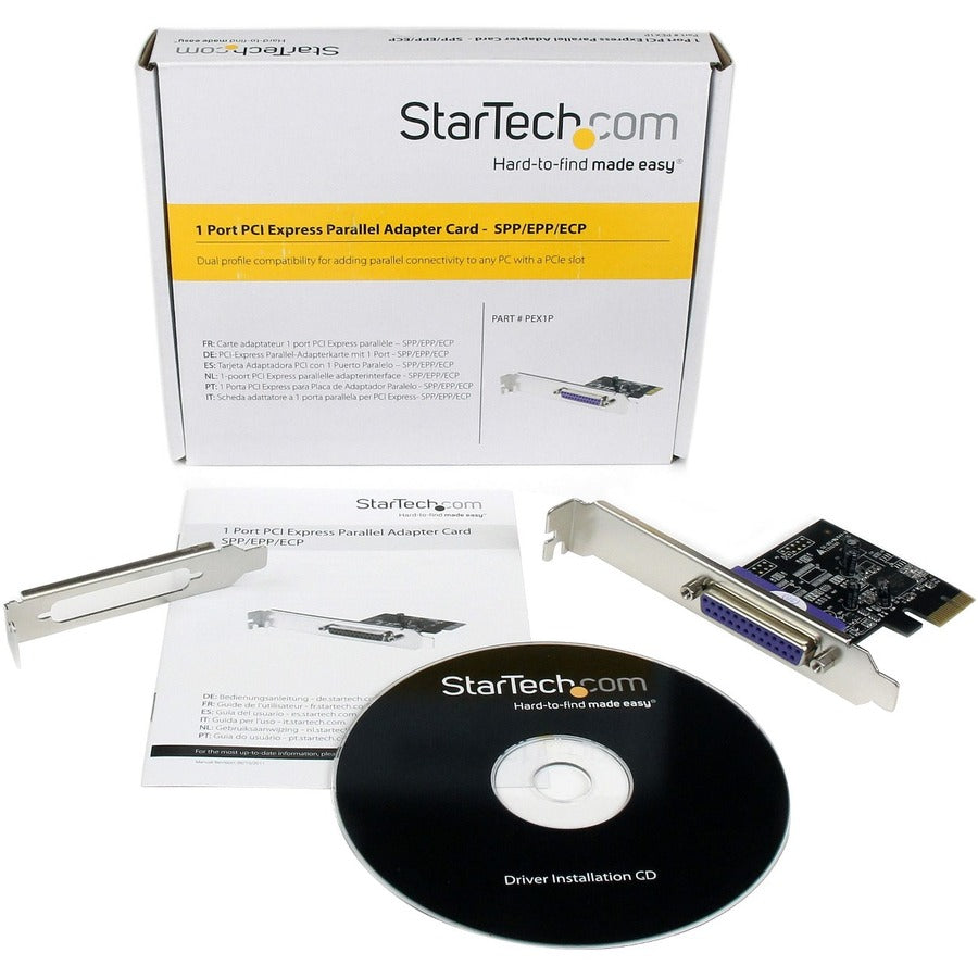 StarTech.com 1-Port Parallel PCIe Card, PCI Express to Parallel DB25 LPT Adapter Card, Desktop Expansion Controller for Printer, SPP/ECP — PEX1P2