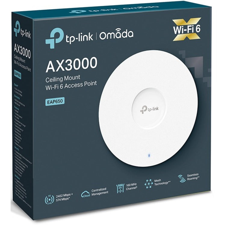TP-Link EAP650 - Omada WiFi 6 AX3000 Wireless Gigabit Ceiling Mount Access Point — EAP650
