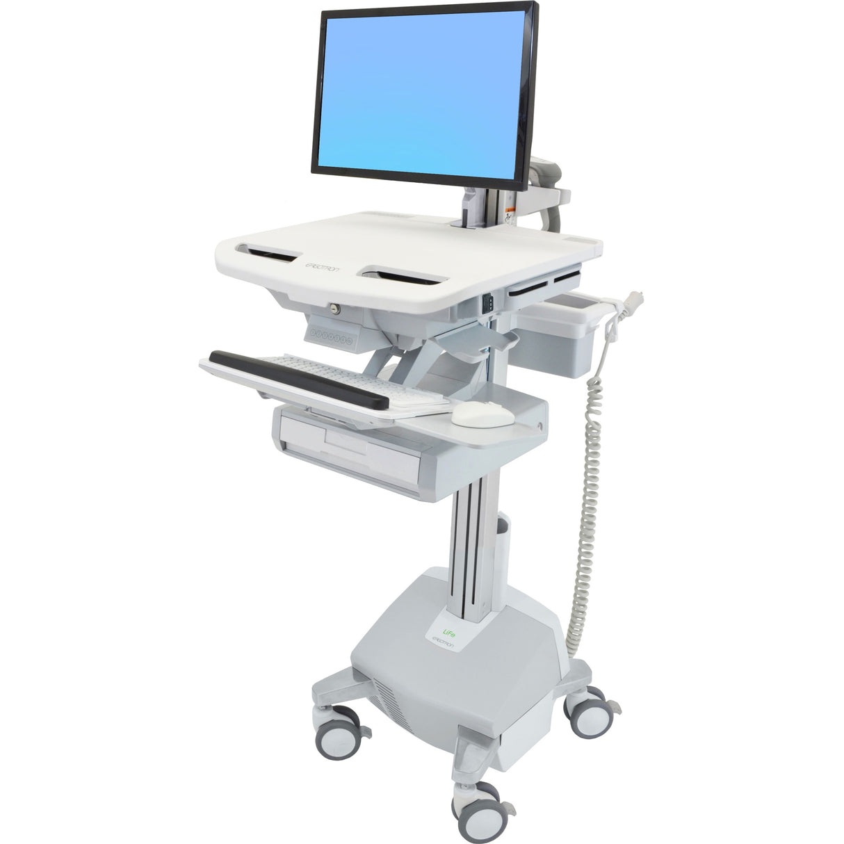 Ergotron StyleView Electric Lift Cart with LCD Arm, LiFe Powered, 1 Drawer (1x1) — SV44-2212-1