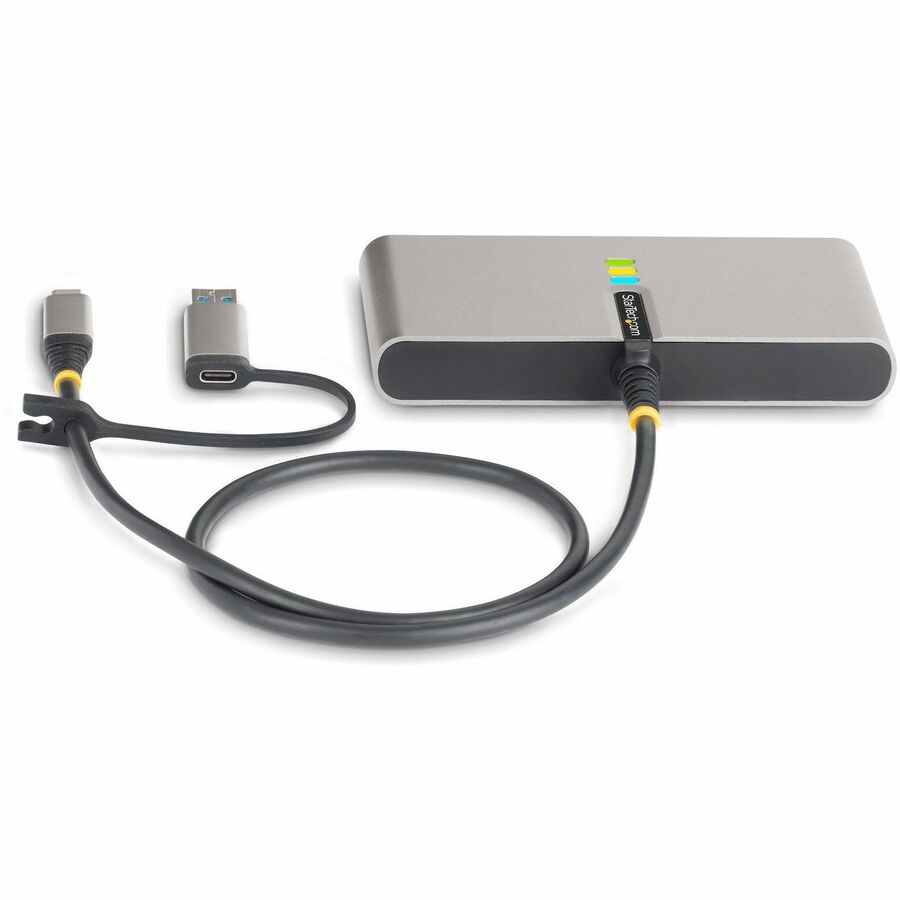StarTech.com 2-Port USB-C Hub with Gb Ethernet and RS232 FTDI Serial, Attached USB-C to USB-A Dongle, 100W PD Pass-Through, 2x USB-A 5Gbps — 5G2A1SGBB-USB-C-HUB