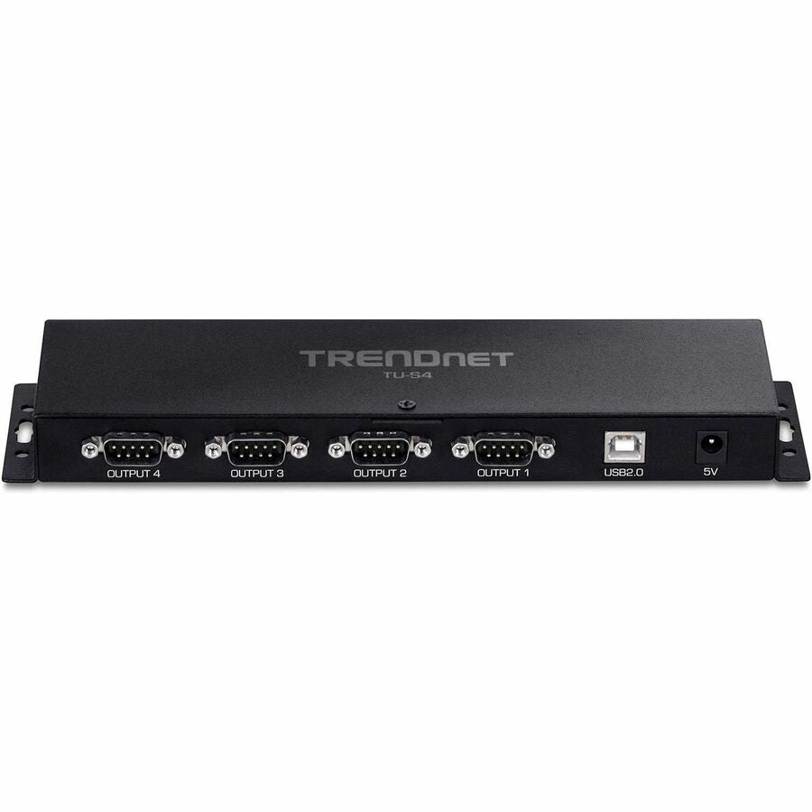 TRENDnet TU-S4, 4-Port USB to Serial RS232 Hub, Black — TU-S4