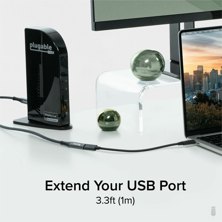 Plugable USB C Extension Cable 3.3 Ft, Digital Power Meter Tester for Monitoring USB-C Connections — USBC-METER3-1MF