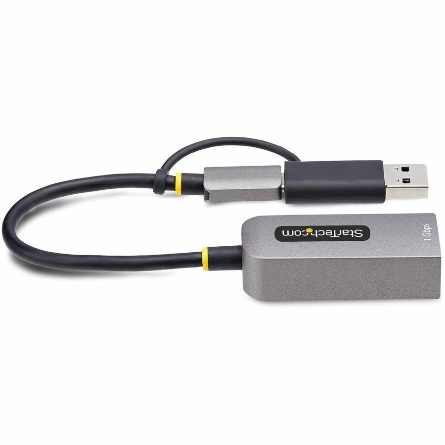 StarTech.com USB-C to to Ethernet Adapter with USB-A Dongle, 10/100/1000Mbps, USB 3.0 to Gigabit Network Adapter, Windows/macOS/Linux — C21GA-USB-ETHERNET