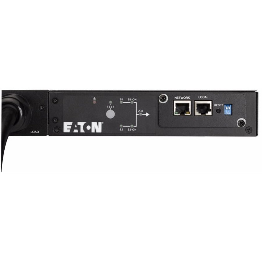 Eaton ATS rack PDU, 1U, (2) L6-20P, (2) C20 input, 3.33 kW max, 200-240V, 16A, 8 ft cord, Single-phase, Outlets: (8) C13, (1) C19 — EATS220