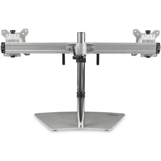 StarTech.com Dual Monitor Stand, Free Standing Desktop Pole Stand for 2x 24" (17.6lb/8kg) VESA Mount Displays, Height Adjustable, Silver — ARMDUOSS
