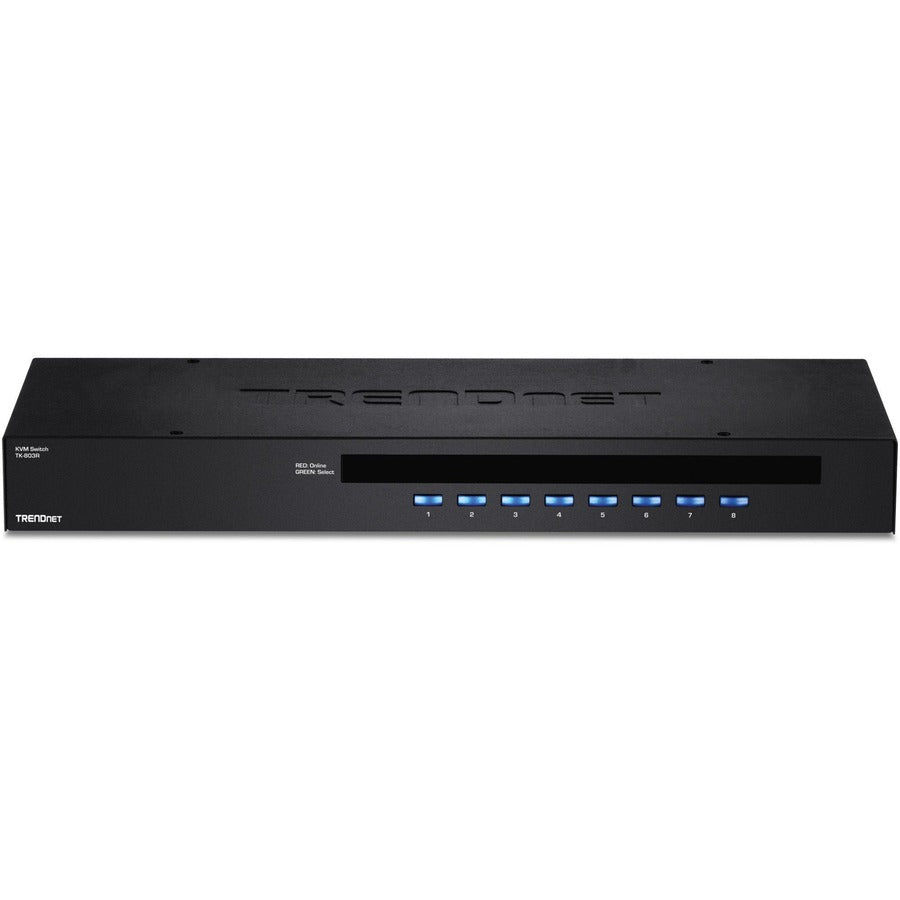 TRENDnet 8-Port USB/PS2 Rack Mount KVM Switch, TK-803R, VGA & USB Connection, Supports USB & PS/2 Connections, Device Monitoring, Auto Scan, Audible Feedback, Control up to 8 Computers/Servers — TK-803R