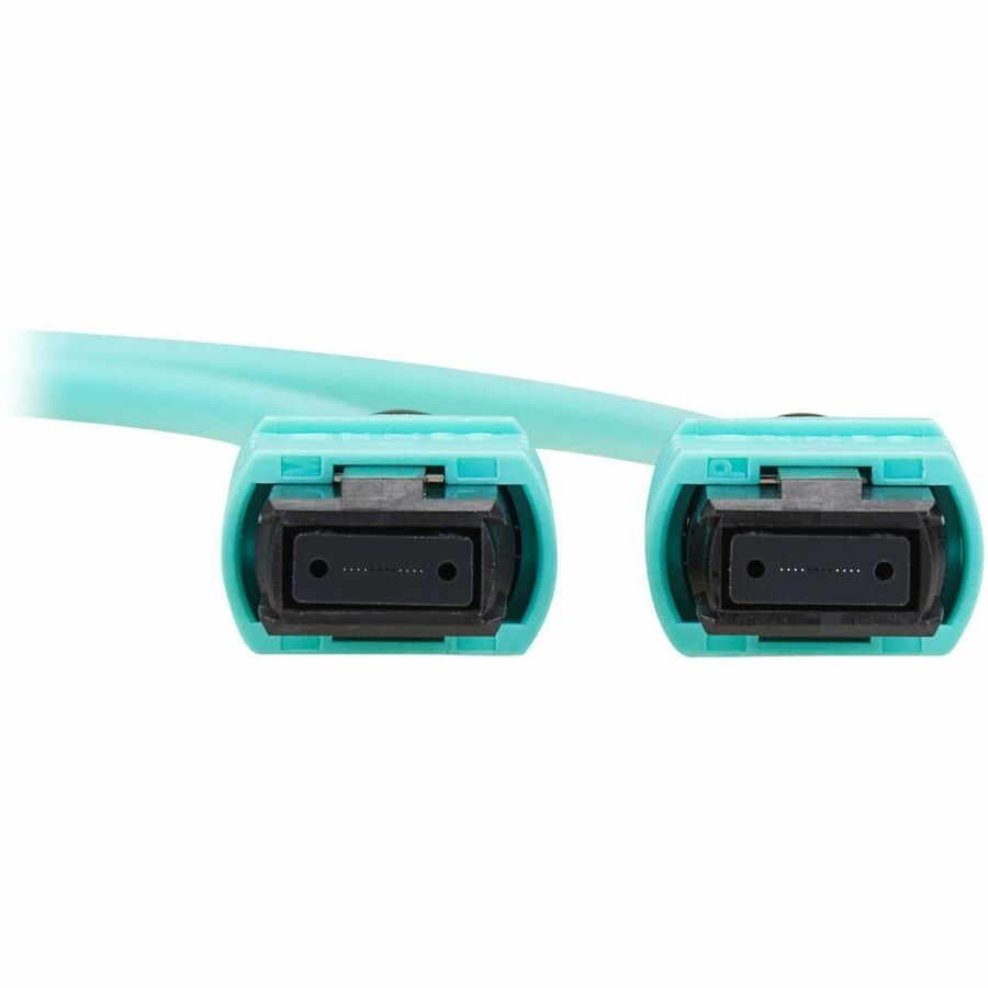 Eaton Tripp Lite Series 40/100/400G Multimode 50/125 OM3 Fiber Optic Cable (8F MPO/MPO-PC F/F), Type-A Polarity, OFNP, Aqua, 10 m (32.8 ft.) — N844A-10M-8-P