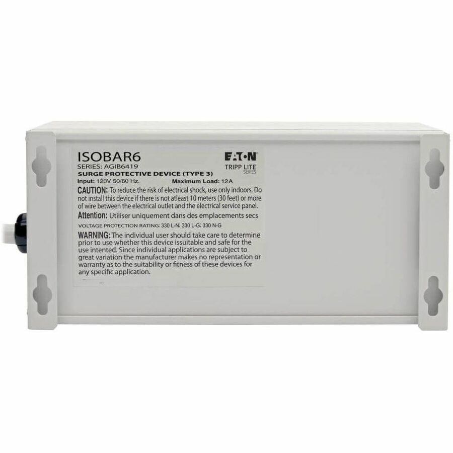 Eaton Tripp Lite Series Isobar 6-Outlet Surge Protector, 6 ft. Cord with Right-Angle Plug, 3330 Joules, Diagnostic LEDs, Metal Housing — ISOBAR6