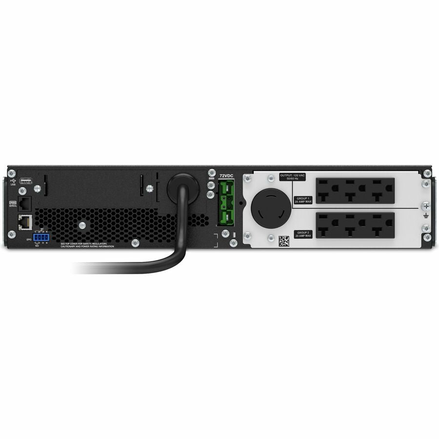 APC Smart-UPS On-Line, 2200VA, Rackmount 2U, 120V, 6x 5-20R+1x L5-20R NEMA outlets, SmartSlot, Extended runtime, W/ rail kit — SRT2200RMXLA