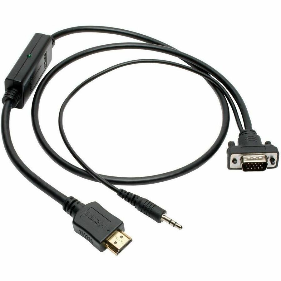 Eaton Tripp Lite Series HDMI to VGA + Audio Active Adapter Cable (HDMI to Low-Profile HD15 + 3.5 mm M/M), 3 ft. (0.9 m), TAA — P566-003-VGA-A