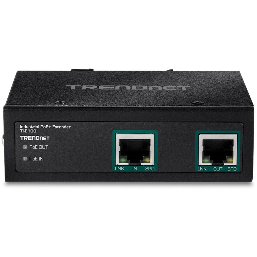 TRENDnet Industrial Gigabit PoE+ Extender, TI-E100, Single Port PoE, Power Over Ethernet, Supports PoE (15.4W) and PoE+ (30W), Extends 100m, Cascade 2 Units for Distance Up to 300m (984 ft.), IP30 — TI-E100