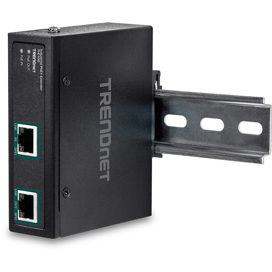 TRENDnet Industrial Gigabit PoE+ Extender, TI-E100, Single Port PoE, Power Over Ethernet, Supports PoE (15.4W) and PoE+ (30W), Extends 100m, Cascade 2 Units for Distance Up to 300m (984 ft.), IP30 — TI-E100