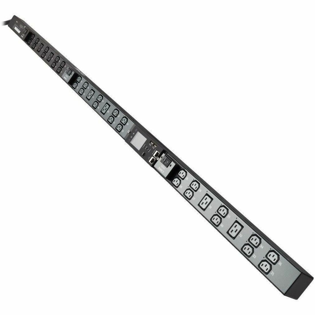 Eaton 8.6kW 200-240V 3-Phase IsoBreaker Managed PDU - Gigabit, 36 Outlets, L15-30P Input, LCD, 10 ft. (3 m) Cord, 0U, 70 in. (1.8 m) Height, TAA — PDU3EVSR1L1530
