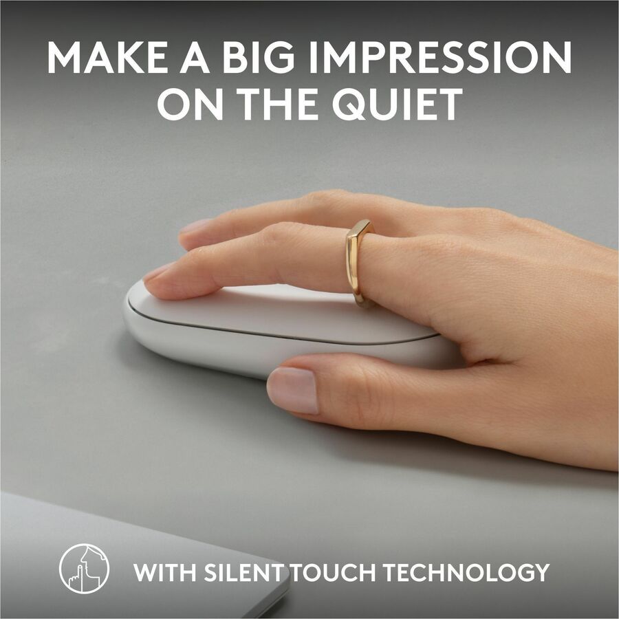 Logitech Pebble Mouse 2 M350s Slim Bluetooth Wireless Mouse, Portable, Customizable Button, Quiet Clicks, Tonal White — 910-007022