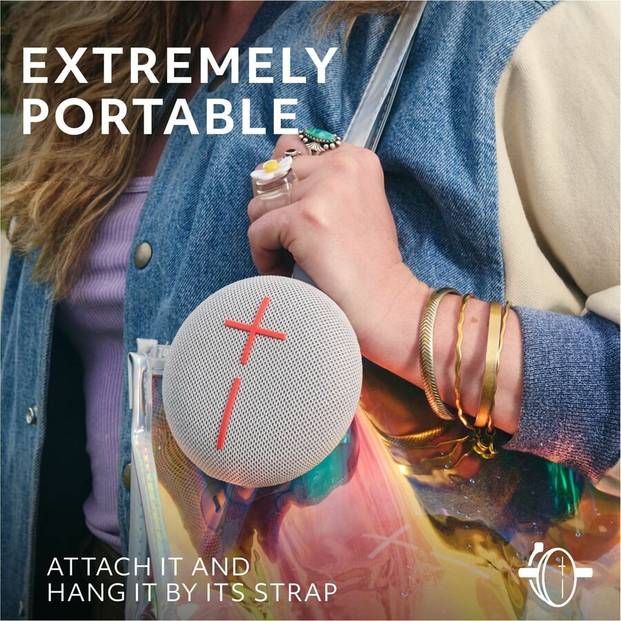 ULTIMATE EARS MINIROLL Ultra-Portable Waterproof Bluetooth Speaker, Big Bass, IP67 Dustproof, 131 ft (40 m) Range - Revive Grey — 984-002025