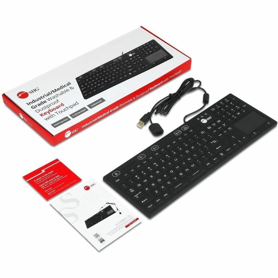 SIIG Industrial/Medical Washable & Dustproof Keyboard w/ Touchpad — JK-US0W11-S1